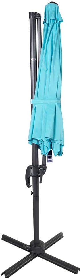 10FT Offset Patio Umbrella Cantilever Hanging Umbrella w/ Crank & 360° Rotation