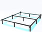 Queen Bed Frame for Box Spring, 7 Inch Metal Bed Frame with LED Lights, 9-Legs Support Bed Base, Tool-Free Easy Assembly