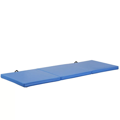 Blue Folding Mat Thick Foam Fitness Exercise Gymnastics Panel Gym Workout 6'x2"