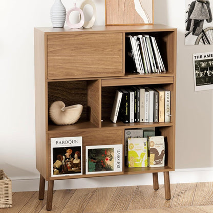 Metro Wooden Bookshelf and Display Cube - Small Bookcase with Doors 6 Cube Organ