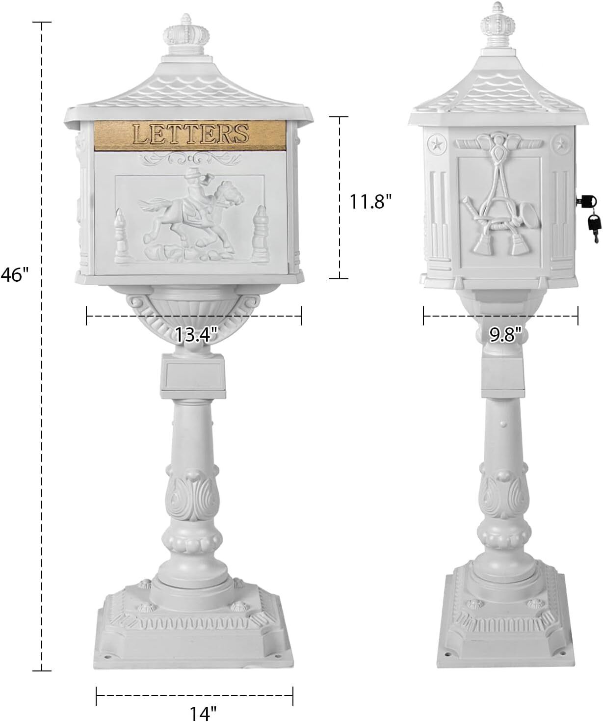 Mail Box Heavy Duty Mailbox Postal Box Security Cast Aluminum Vertical Pedestal