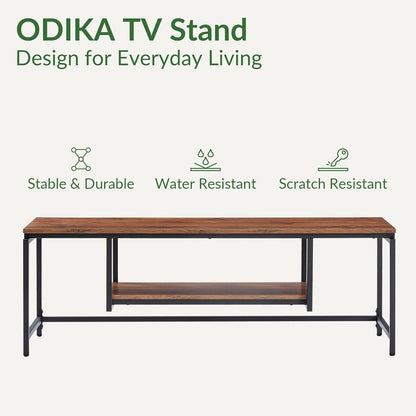 2 Tier TV Stand Industrial Style Console with Storage for Living Room