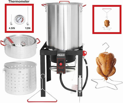 30QT Turkey Deep Fryer & 10QT Fish Fryer Kit Aluminum, 55000BTU Propane Burner