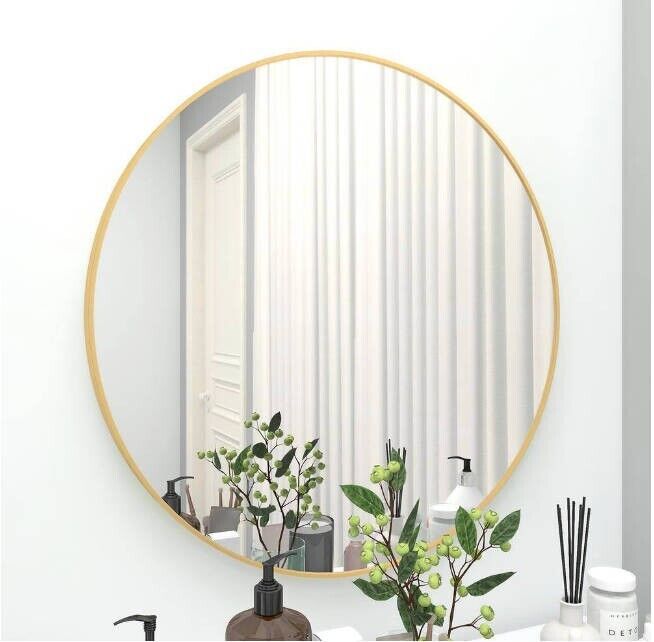 28" Wall Circle Mirror for Bathroom Round Mirror for Wall Hanging 28 inch Gold