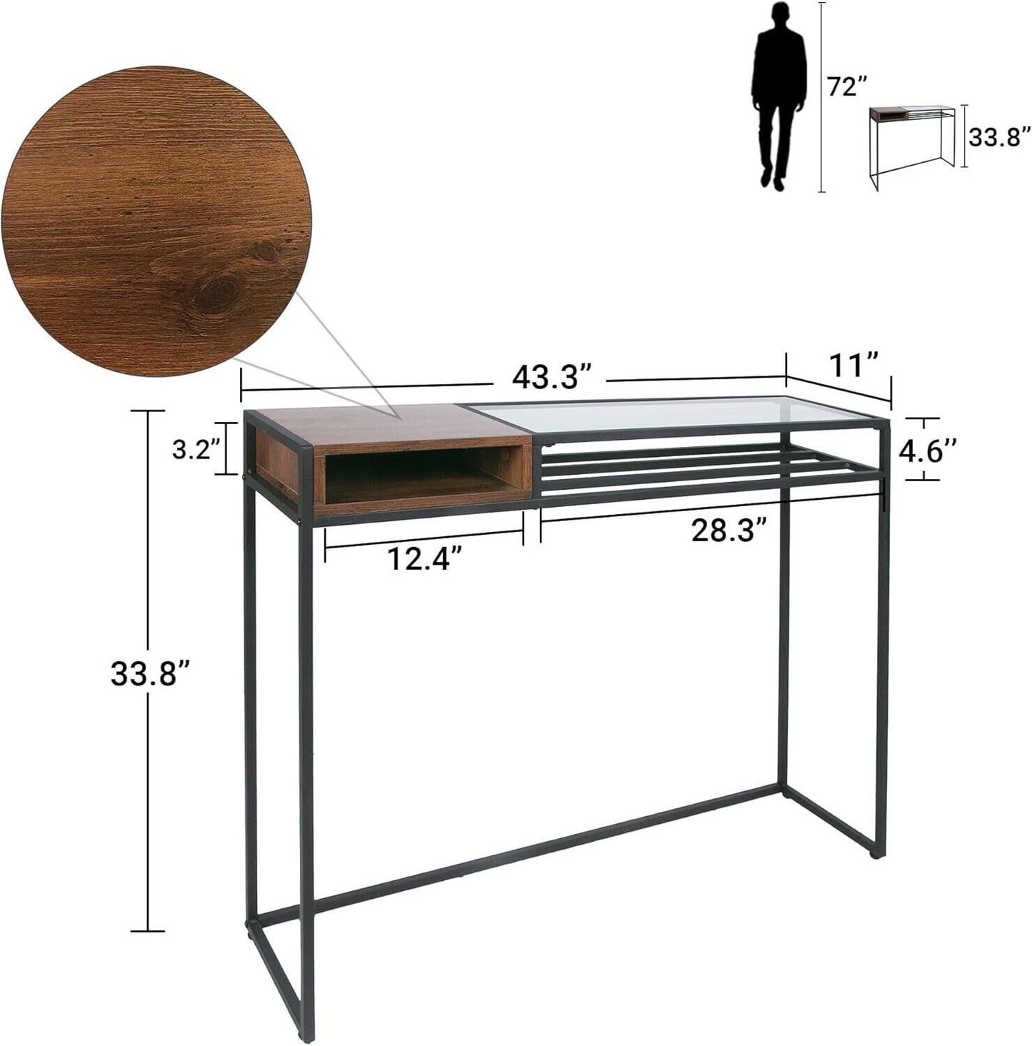 Timeless Entryway Console Table - 43 Inch Narrow Console Table, Table with Geome