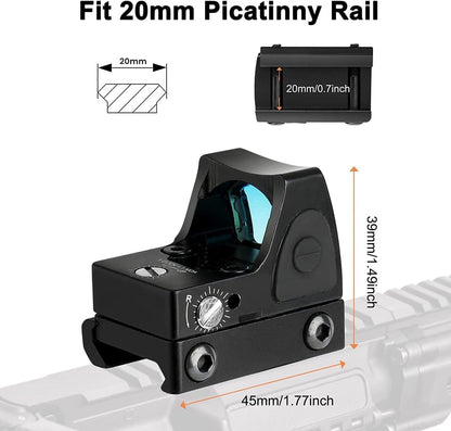 Mini Red Dot Tactical RMR Reflex Sight Scope for Pistol Glock 17 19 W/20mm Mount