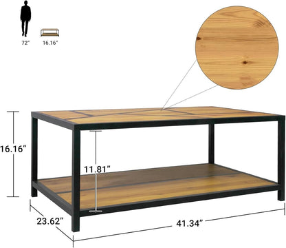 Capri Geometric Wood Coffee Table - Geometric Modern Coffee Table, Wood Coffee