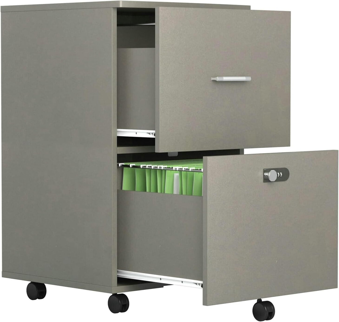 File Cabinet with Two Drawers with Lock Office Storage Cabinet Low Cabinet Grey