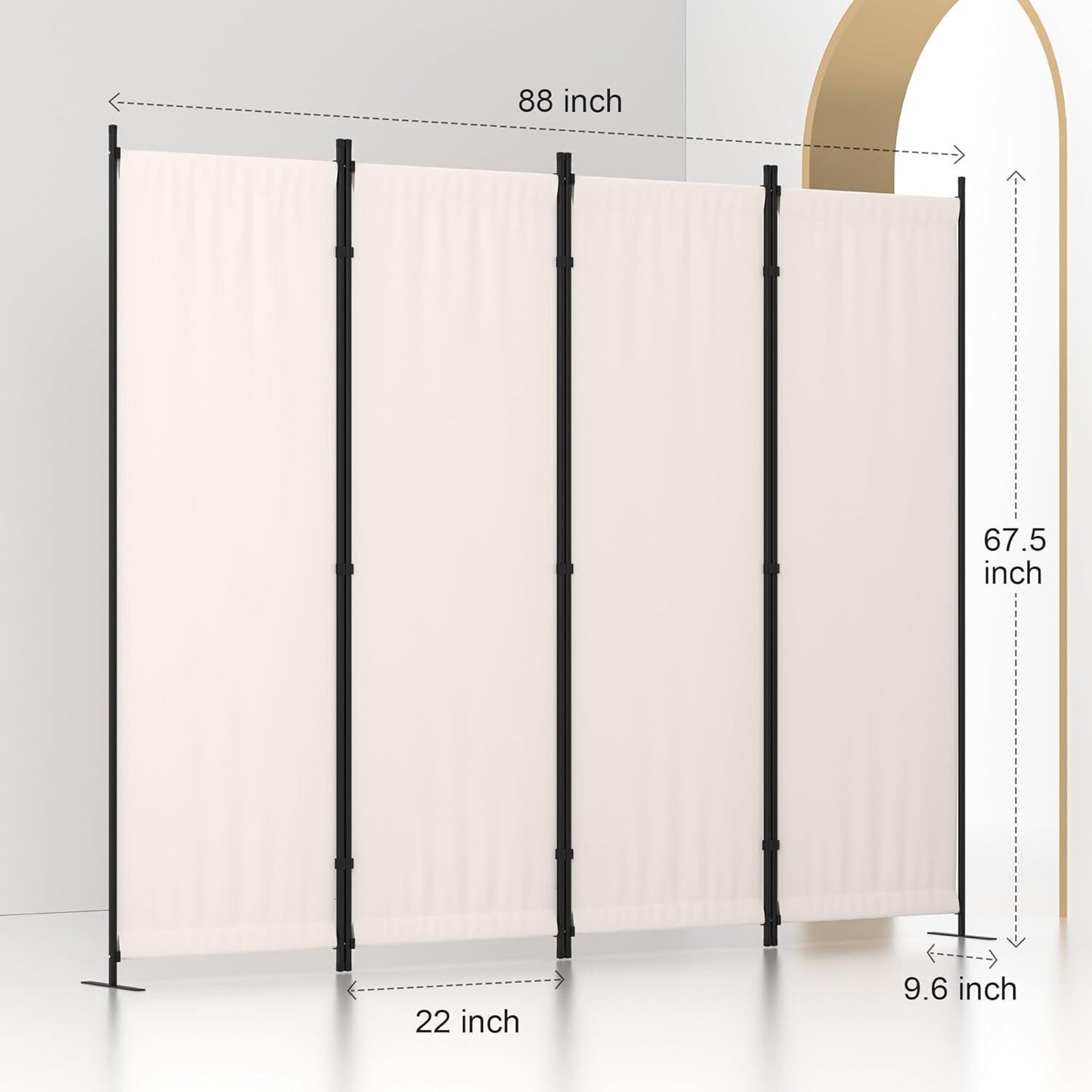 4 Panel Room Divider Folding Privacy Screens Room Separation for Home Office 88"