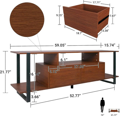 Industrial Millwork TV Stand - TV Stand up to 75 Inches Modern Entertainment Cen