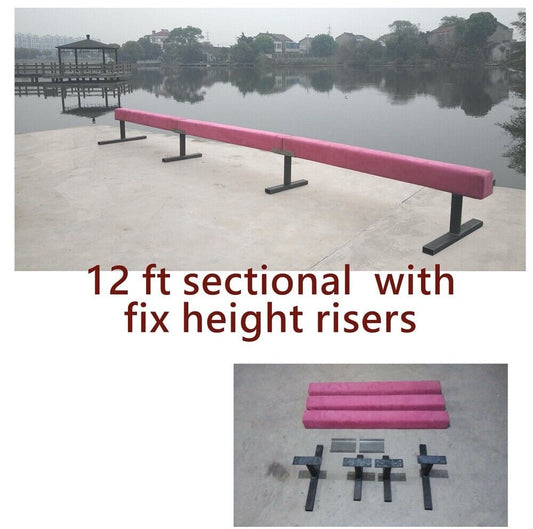 Balance Beam Gymnastic Beam 12 FT Sectional Floor Beam with Fix Height Riser