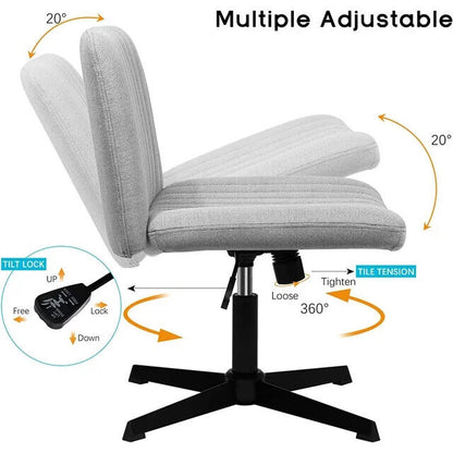 Armless Criss Cross Chair Comfy Office Chair Home Office Desk Chair No Wheels