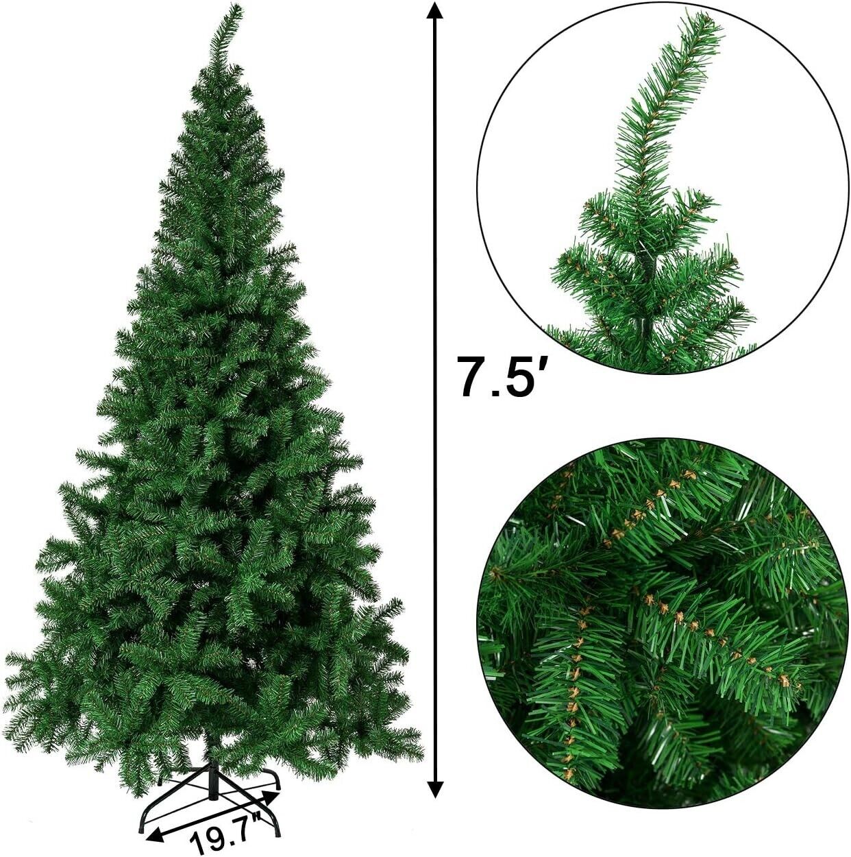 7.5 FT Premium Artificial Christmas Tree 1400 Tips Full Tree Easy to Assemble wi