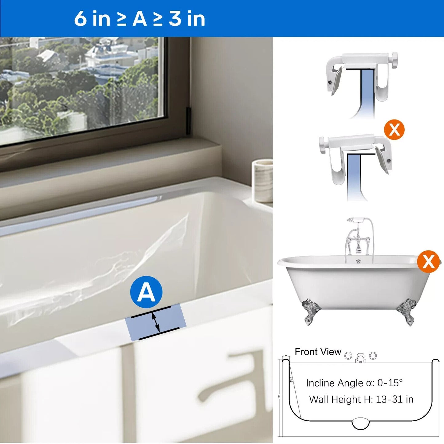 Adjustable Step Stool with Handle for Elderly,Walk in Tubs for Seniors