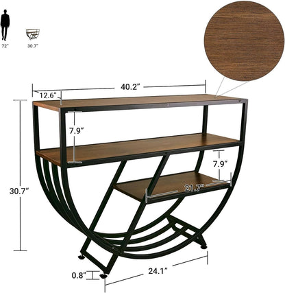 Clockwork Console Table - 3-Tier Entryway Table with Storage, Wood Sofa Table