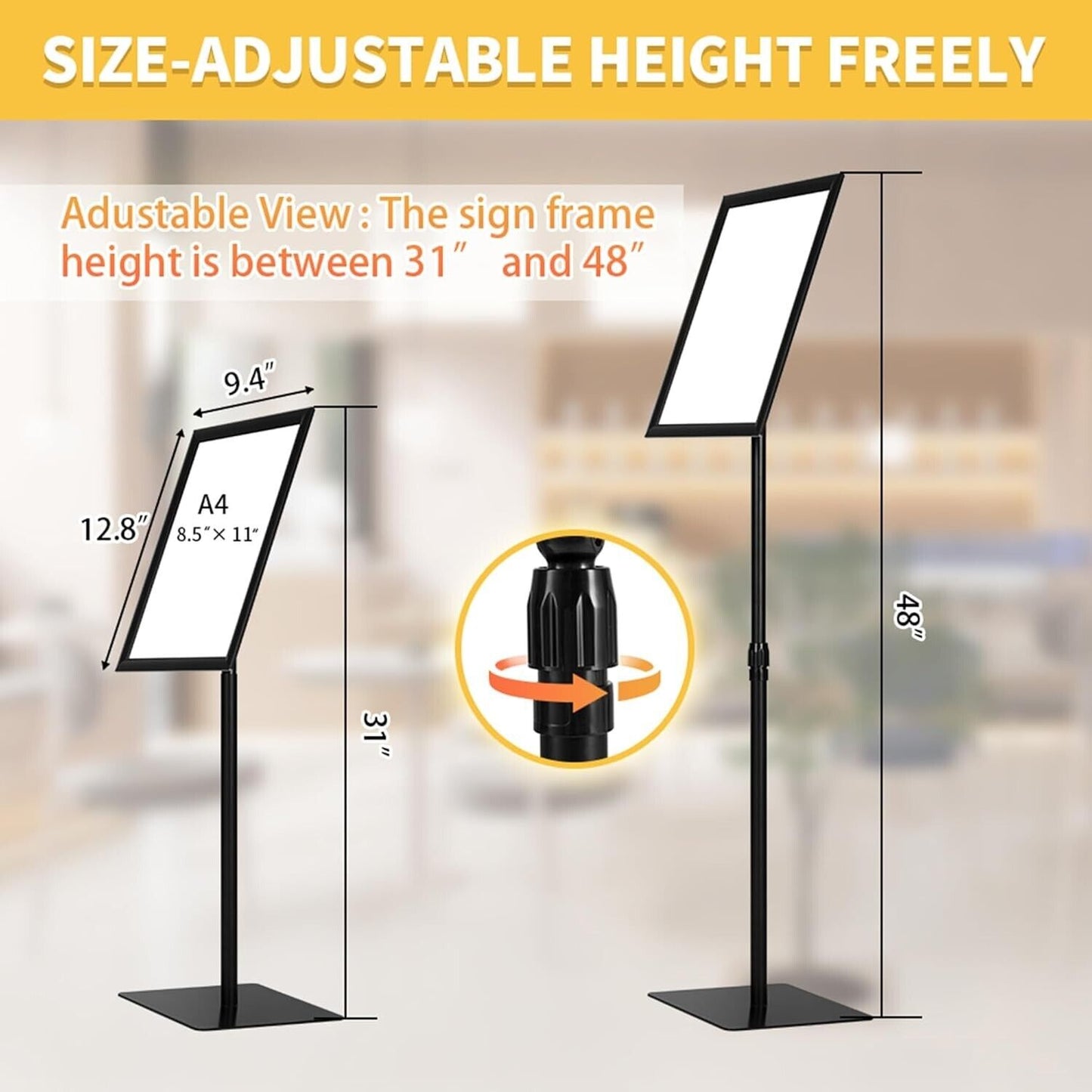 8.5"x11" Heavy Duty Floor Standing Sign Holder Adjustable Vertical or Horizontal