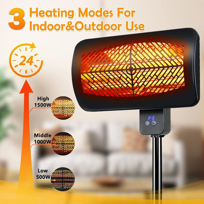 Outdoor patio Heater 1500w Garage Heater With Timer 3 Modes Fast Heating