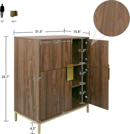 Art Deco Sideboard Buffet Cabinet Kitchen Storage Cabinet with Doors and Shelves