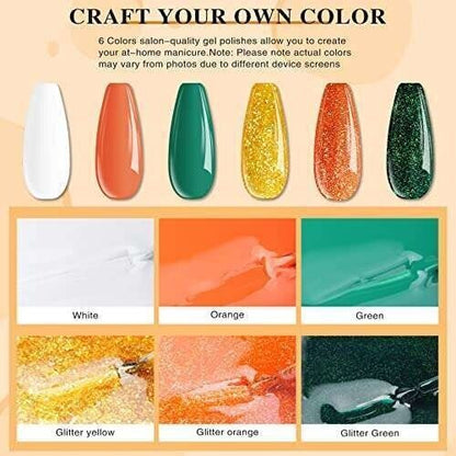 MOROVAN Gel Polish UV Led Soak Off GS41 Glitter Green Orange + Free Gift Sets