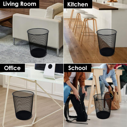 Office Black Mesh Trash Cans, 10-Pack 4 Gal Mesh Office Trash Cans