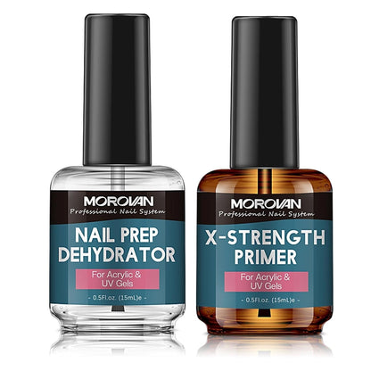 2 Packs Morovan Nail Prep Dehydrator and Nail Primer X-strength Acrylic Powder