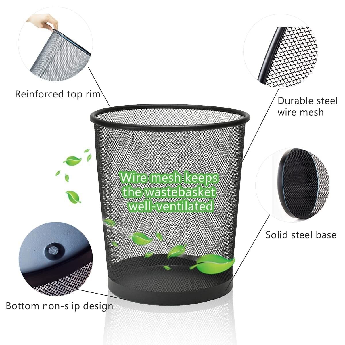 Office Black Mesh Trash Cans, 10-Pack 4 Gal Mesh Office Trash Cans