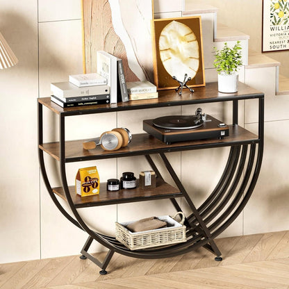 Clockwork Console Table - 3-Tier Entryway Table with Storage, Wood Sofa Table