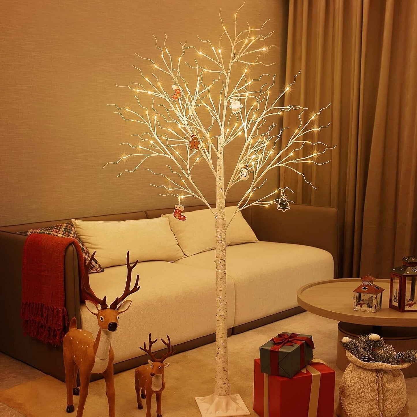 Lighted White Birch Tree 6FT 128L for Christmas Holiday Wedding Party Decoration