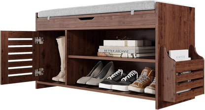 Secret Storage Entryway Bench - Shoe Bench with Concealed Lift-Top Storage