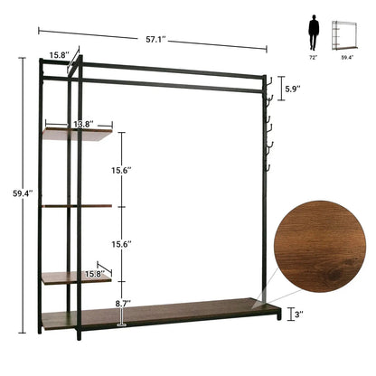 Metal Clothes Organizer Heavy Duty Garment Adjustable Rack Closet Storage Shelf