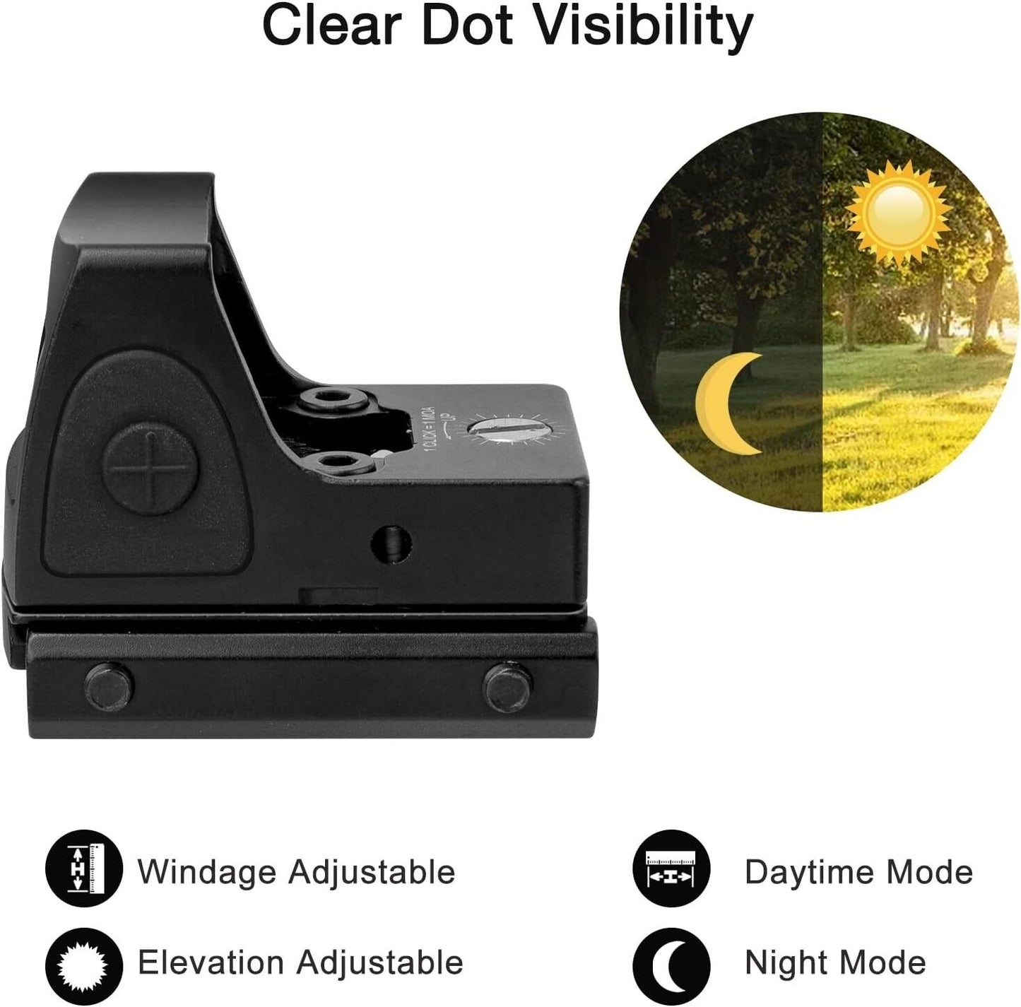 Mini Red Dot Tactical RMR Reflex Sight Scope for Pistol Glock 17 19 W/20mm Mount