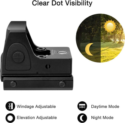 Mini Red Dot Tactical RMR Reflex Sight Scope for Pistol Glock 17 19 W/20mm Mount