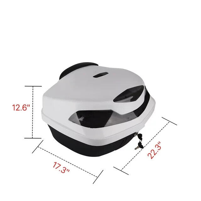 48L Motorcycle Tour Tail Box Trunk Luggage Top Lock Storage Carrier Case White