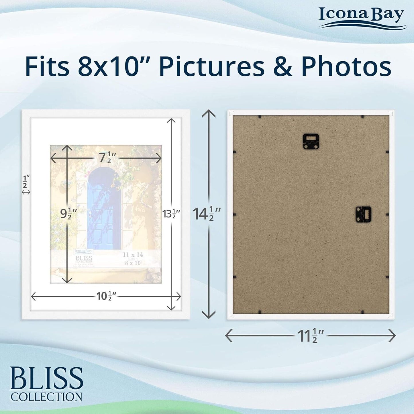 Icona Bay 11x14 White Picture Frame with Removable Mat for 8x10 (White, 5 Pack)