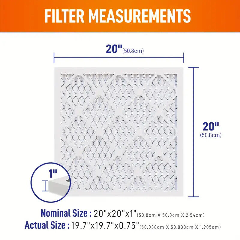 6 Pack 20X20X1 MERV 8 MERV 11 MERV 13 Pleated Air Filter AC Furnace Hvac Filter