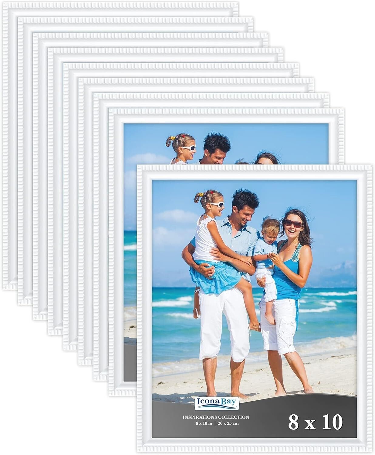 Icona Bay 8x10 Picture Frames (White, 12 Pack) Beautifully Detailed Molding Wall