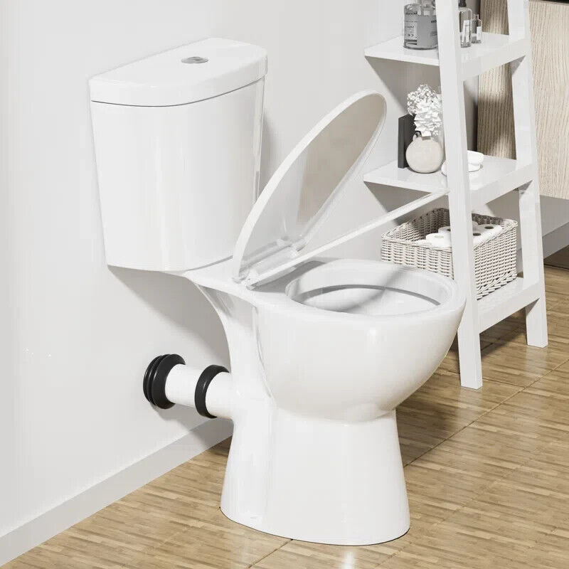 19" High Rear Outlet Toilet Dual Flush Round With Soft Close Seat 1/1.6 GPF