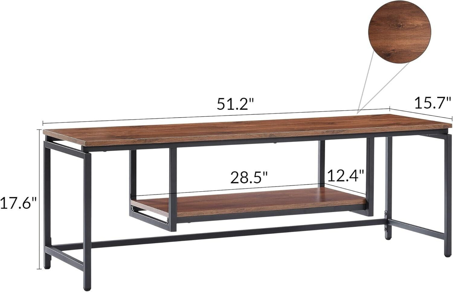 2 Tier TV Stand Industrial Style Console with Storage for Living Room