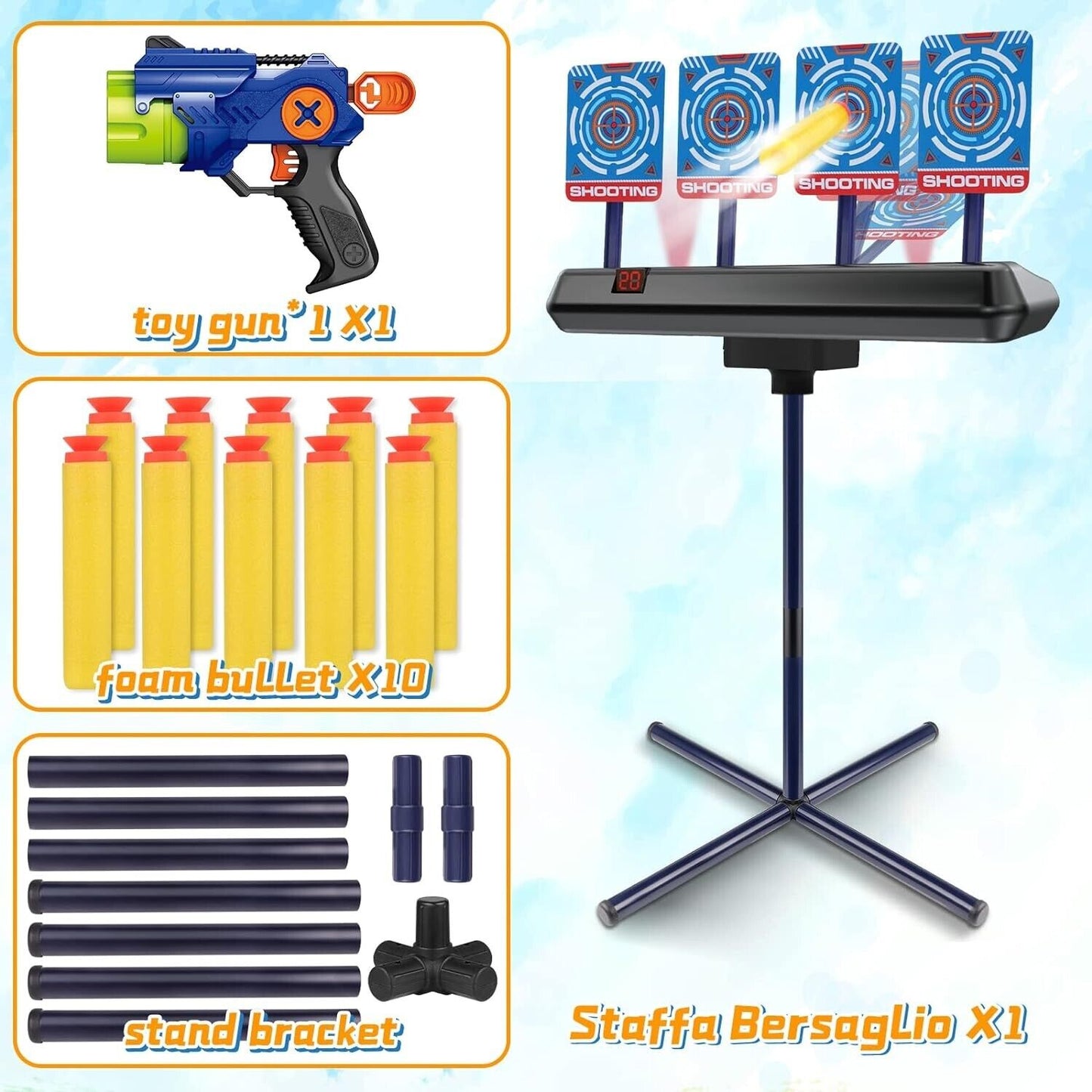 Electronic Digital Target for Dart Guns Indoor Outdoor Stand Set Shooting Toys