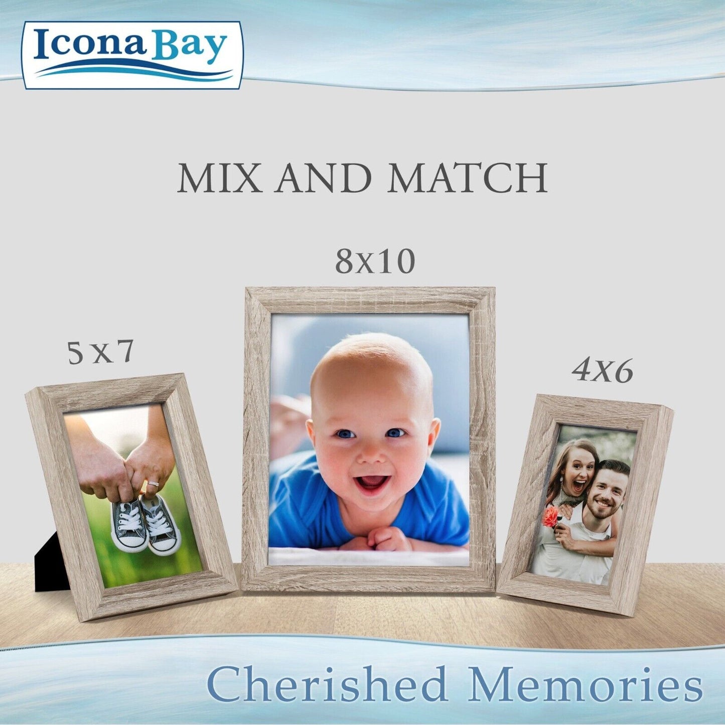 Icona Bay 8x10 Gray Picture Frame, Vintage Style, 3 Pack, Cherished Memories Col