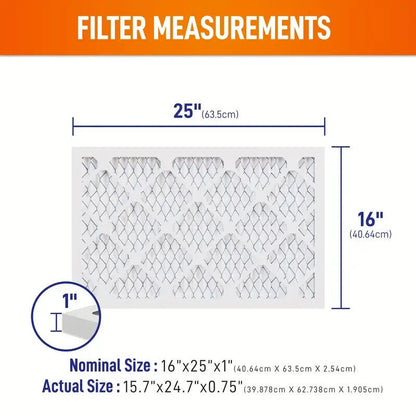 16x25x1 MERV 8 Pleated AC Furnace Air Filters AC Furnace Hvac Filter. 6 Pack