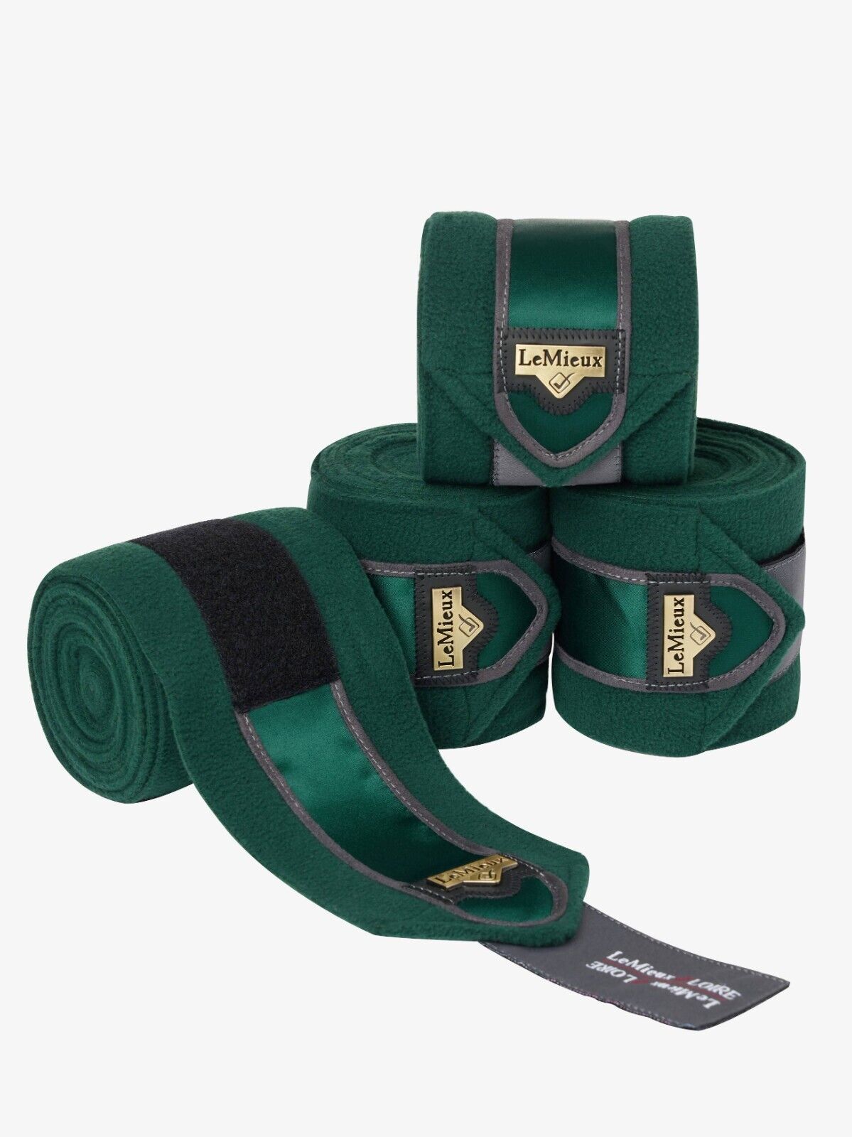 LeMieux Mini Suede Jump Square and Loire Satin Polo Bandages - Spruce - Green