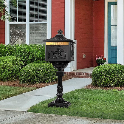 Mail Box Heavy Duty Mailbox Postal Box Security Cast Aluminum Vertical Pedestal