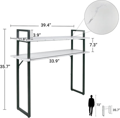 Mod Marble Entryway Console Table - 2-Tiers Narrow Console Table for Entryway