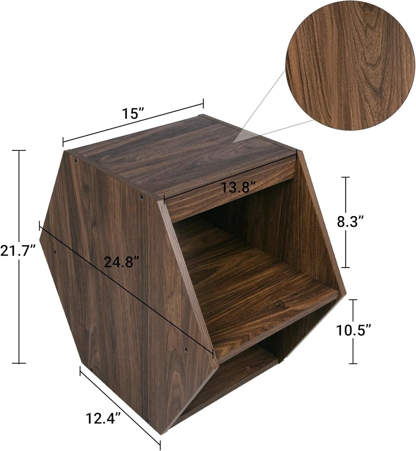 Retro Geometric Wooden End Table - Small Coffee Tables for Living Room