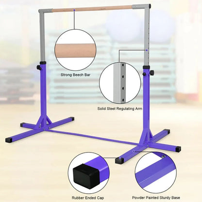 Adjustable Horizontal Training Bar Steel Gymnastics Junior Room Practice