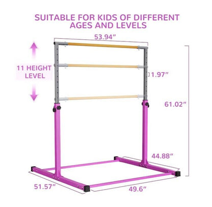 Signature Fitness Adjustable Folding Steel Gymnastics Bar, Ages 3 & Up, Purple