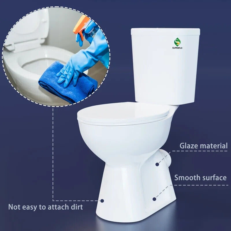 19" High Rear Outlet Toilet Dual Flush Round With Soft Close Seat 1/1.6 GPF