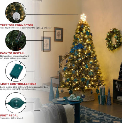 Honeywell 6.5 ft Cashmere Pre-Lit Artificial Christmas Tree Multi-Color Lights