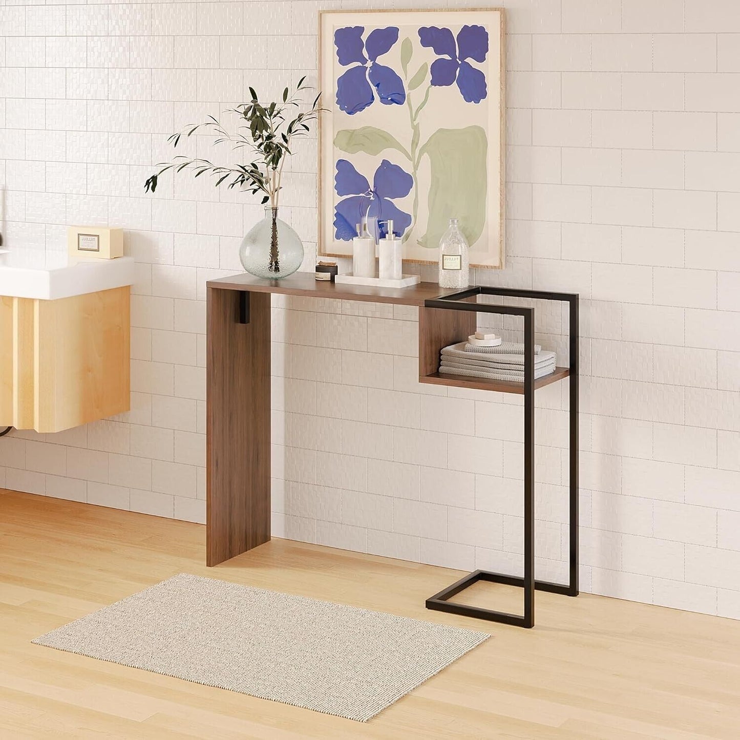 Harmony Minimalist Wood Entryway Console Table - Narrow Console Table for Living